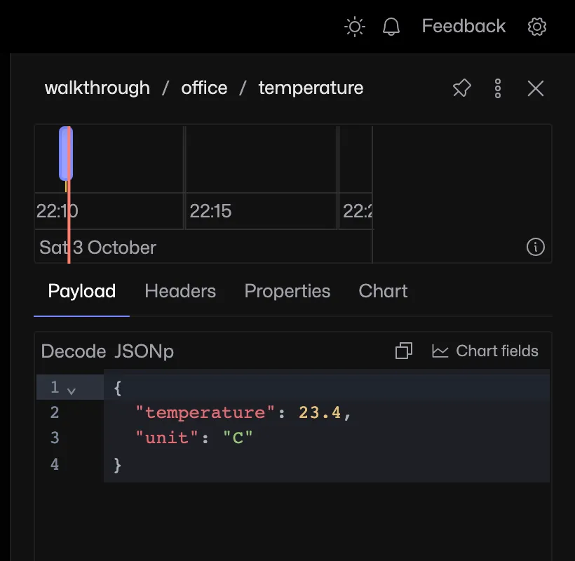The sun button switches the dark app to light mode.