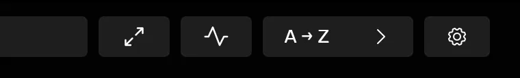 Native toolbar with the pulse-shaped broker status button between expand and sort controls