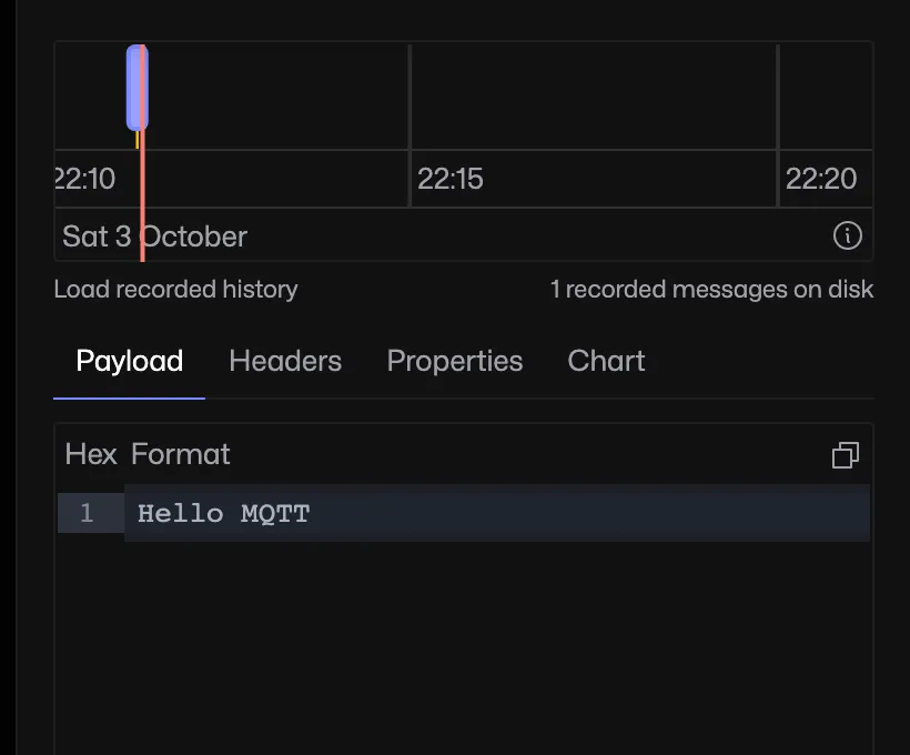 Hex decoding changes the displayed representation, not the stored broker message.