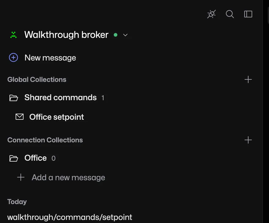 Shared commands global collection containing Office setpoint